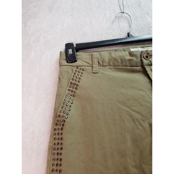 Lucky Brand Pants Womens Sz 2 Green Studded Flat Front Straight Leg Slash Pocket - Picture 6 of 8
